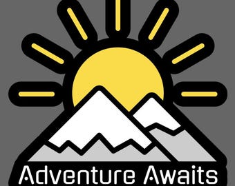 Adventure Awaits Mountain Scene Car Decal | Outdoor Camper Vinyl Sticker | SVG Cut File