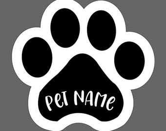 Custom Paw Print Car Decal with Pet Name | Personalized Vinyl Sticker | Dog Cat Memorial