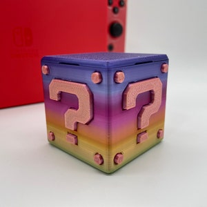 Cartridge Box für Spiele der Switch - Videospielbox - Gaming PowerUp - Mario Style Aufbewahrungsbox - Bunte Farbverläufe - Mit SD Kartenslot