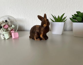 Hand-painted Easter bunny, low poly rabbit figurine, 3D printed, Easter sculpture, unique rabbit gift, home decoration
