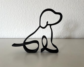Dog - Line Art 3D Print - Personalized Modern Decoration & Gift Idea for Dog Lovers - Various Colors and Sizes