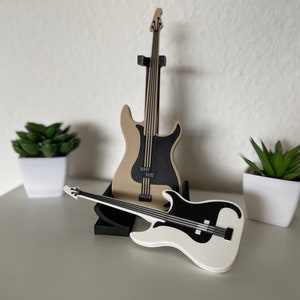 Mini guitar set 3D printed | Miniature guitar with stand | Modern design | Decorative music accessory | Gift for musicians