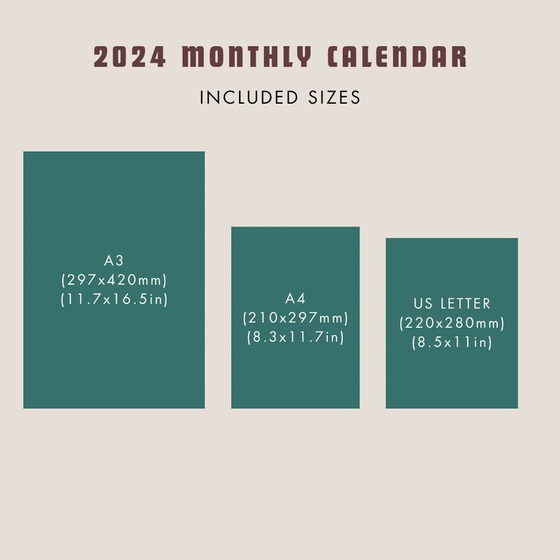 Printable 2024 Calendar Digital 2024 Calendar PDF 2024 Calendar Etsy