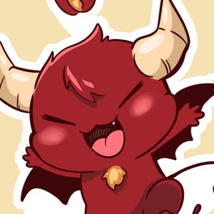 Demonsticker, duivelsticker, grappige sticker, schattige sticker, chibisticker, harige sticker, sticker kerkers en draken, satansticker