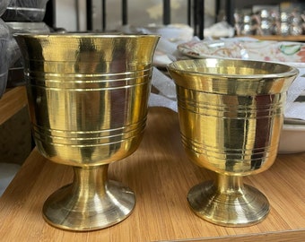 Cast Brass Cup, Quality Cast Brass Goblet, 1 Kg And 0.7 Kg 16 Oz And 8 Oz Cast Brass Cup,