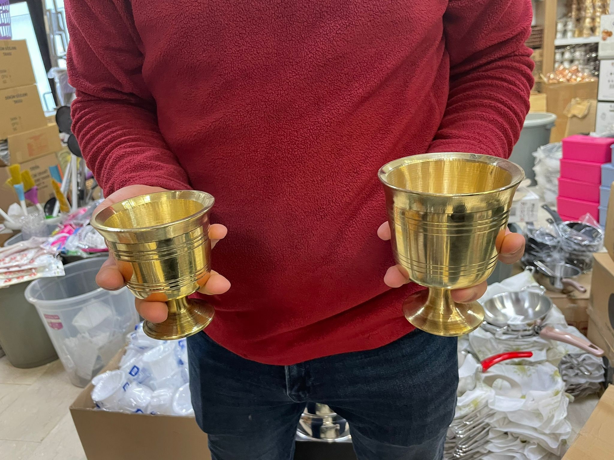 Authentic Byzantine Cast Brass Cup, Quality Cast Brass Goblet, 1.5 Kg,1