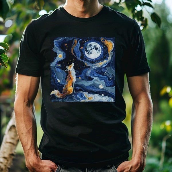 Fox Howling Under the Moonlight Graphic Shirt, Animal Graphic Tee, Fox Print Design, Artistic Apparel, Gift ideas, Unisex T-Shirt