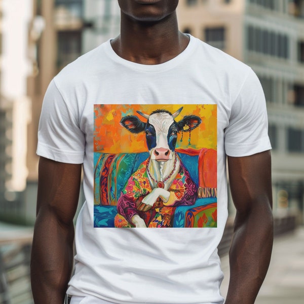 Gorgeous Frida Cowlo Shirt, Cow Print Design, Nature-inspired Apparel, Artistic Animal Shirt, Animal Graphic Design, Unisex, Gift Ideas