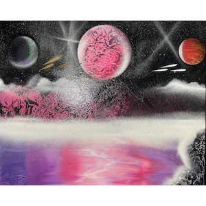 Custom Space Spray Paint Art Canvas