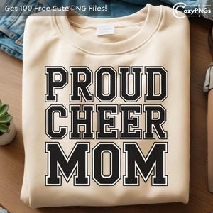 Proud Cheer Mom PNG, Cheer Mom Life sublimatieontwerp, Cheerleading Mom digitaal shirt PNG, Cheer Squad Mom afdrukbaar bestand
