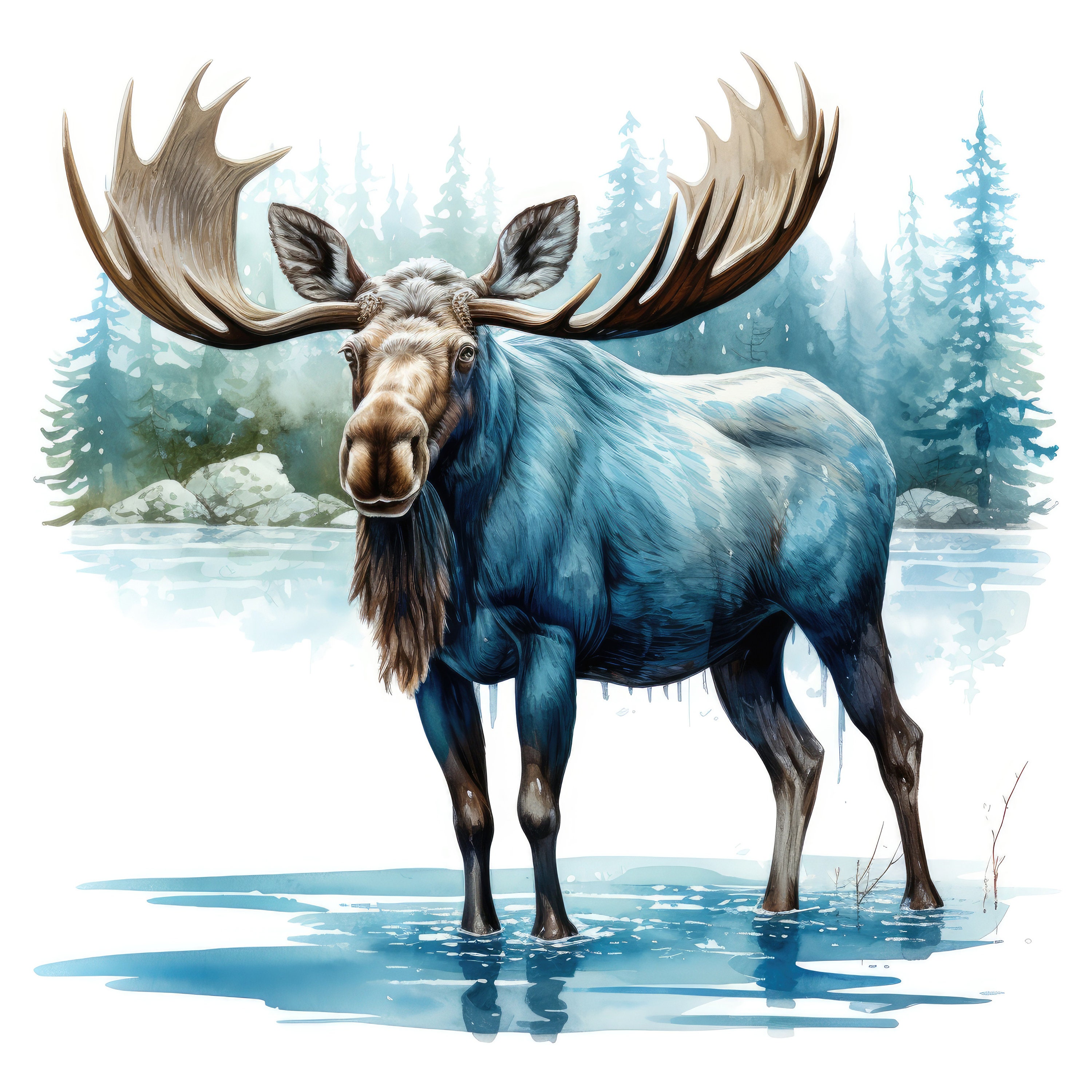 Cute Moose Clipart Set Bundle, 10 High-quality Images, Apparel, Paper ...