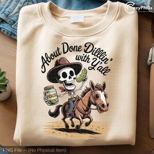 Cowboy Skeleton Pickle PNG: Funny Western Digital Art (Digital Download