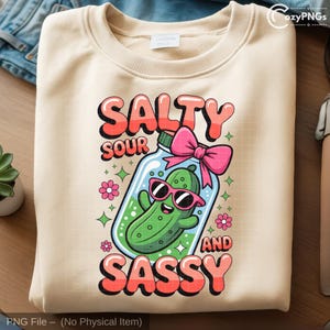 Salty Sour Sassy Pickle PNG: Lustige Kawaii Clipart (digitaler Download)