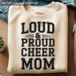 Loud and Proud Cheer Mom PNG, Cheer Mom Life sublimatieontwerp, Cheer Squad Mom PNG, digitaal cheerleading moedershirtbestand