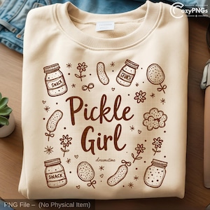 Gurke Mädchen Clipart PNG - Lustiges Doodle Essen Design (Digitaler Download)