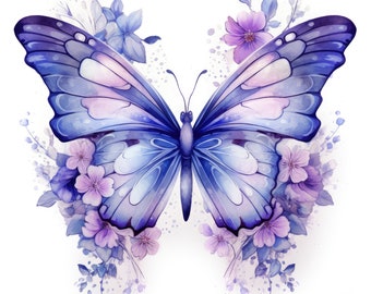 Cute Lovely Butterfly with flowers Clipart Bundle, 20 High-Quality Images, Paper Craft, Digital Prints, Wall Art, Wallpaper, Commercial Use.