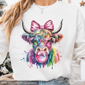 Coquette Highland Cow png, Highland Cow png, Sublimation Designs png, Highland cow bubblegum, Digital Downloads PNG