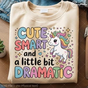 Kawaii Unicorn PNG: Kids Shirt Sublimation Clipart (Digital Download