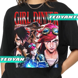 Vintage Vi Arcane T-Shirt, Girl Dinner T-Shirt, Anime Apparel fanmerch lol Merchandise, Gift For Women and Man Unisex T-Shirt