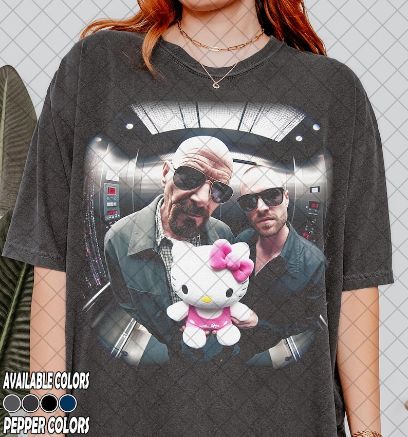 Vintage Comfort Colors Breaking Bad Hello Kitty T-Shirt, Walter White and Jesse Pinkman Shirt, Gift For Women and Man Unisex T-Shirt image 1