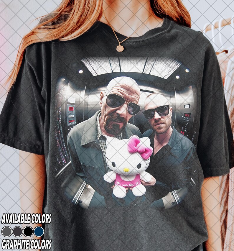 Vintage Comfort Colors Breaking Bad Hello Kitty T-Shirt, Walter White and Jesse Pinkman Shirt, Gift For Women and Man Unisex T-Shirt image 2