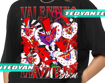 Camiseta vintage Valentino Hazbin Hotel, regalo unisex para mujer y hombre.