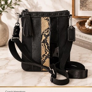 Y2K Coach Hamptons Signature Stripe Python Trim Patchwork Swingpack Style 10266