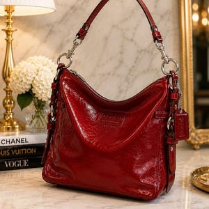 Coach full red leather mini shoulder bag y2k | OLD coach shoulder 