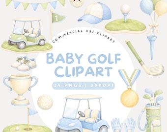 Aquarell Baby Golf Clipart Set, Weihnachtsbaum PNG (digitaler Download)