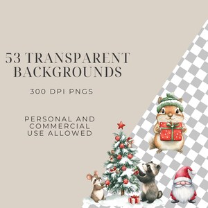 Watercolor Woodland Christmas Clipart, Christmas Animals Clipart, Cute ...