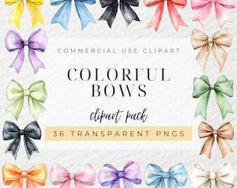 Aquarell Bunt Coquette Bögen Clipart, Bänder Clipart, Pink Coquette Bögen, Regenbogen Bögen, Schwarz, Weiß, Blau, Lila, Spitzenbogen, Girly