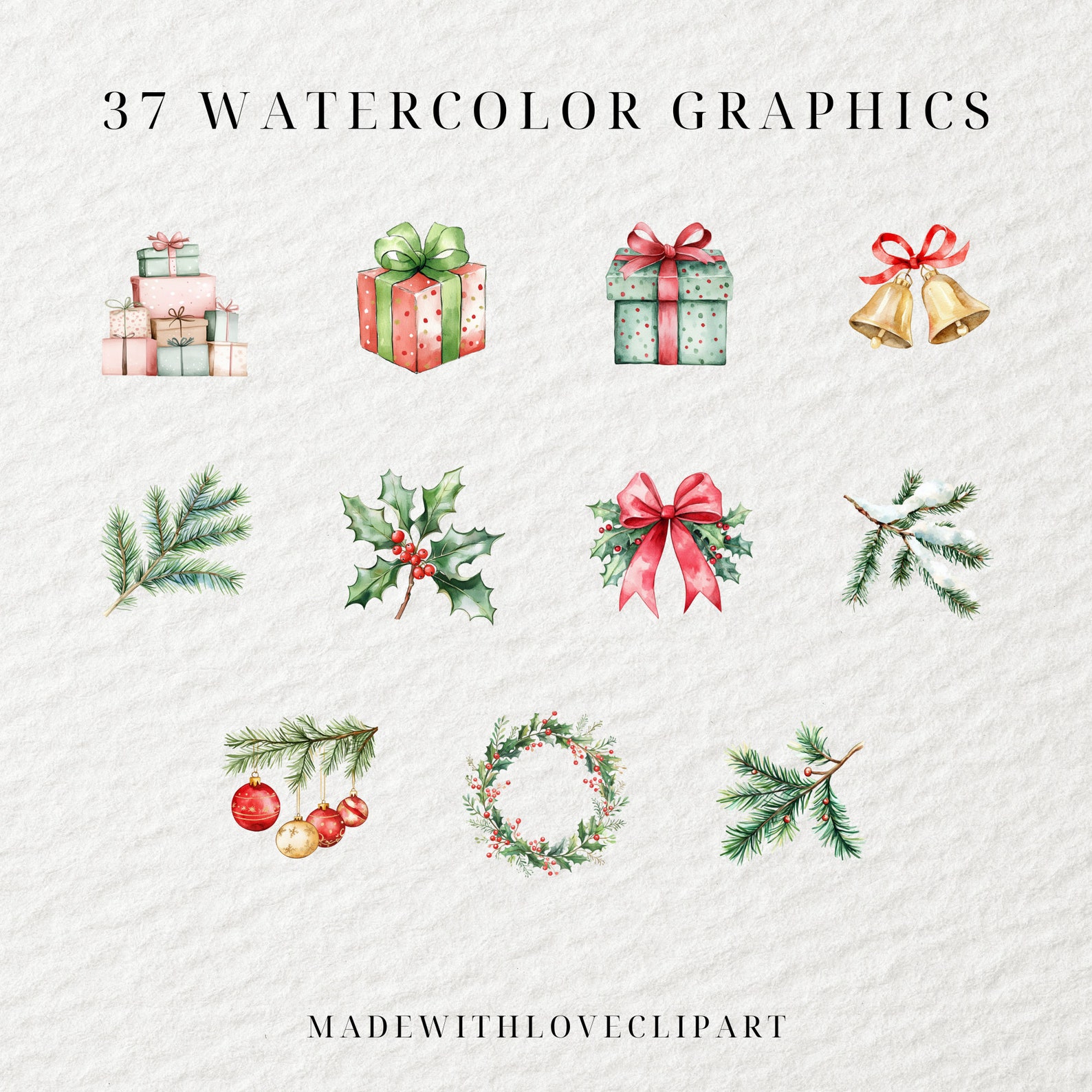 Watercolor Christmas Clipart, Santa Claus Clipart, Xmas Clipart ...