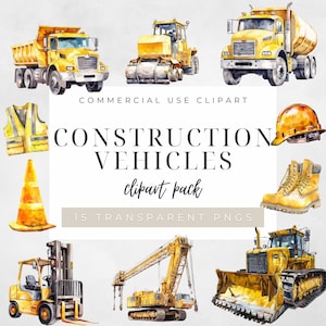 Aquarel bouw vrachtwagens clipart bundel, bouw clipart, vrachtwagens clipart, clipart voor commercieel gebruik, bouwvoertuigen