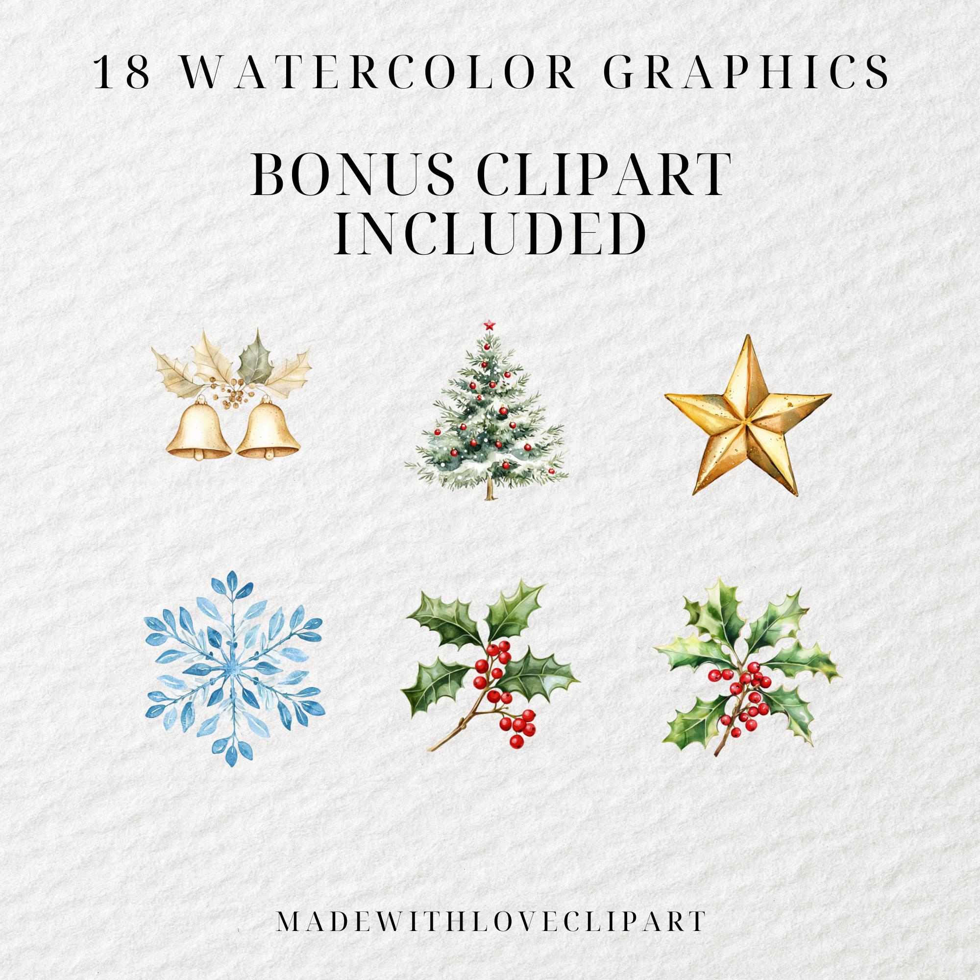 Watercolor 12 Days of Christmas Clipart, Twelve Days of Christmas ...