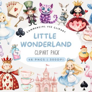 Watercolor Alice in Wonderland Clipart, Cute Fantasy Clipart, Storybook Clipart, Fairytale Clipart, Onderland Clipart, Alices Adventures PNG