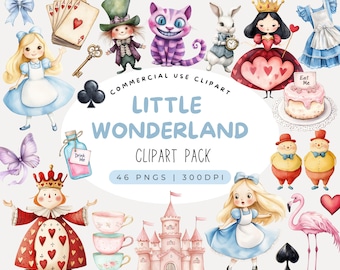 Watercolor Alice in Wonderland Clipart, Cute Fantasy Clipart, Storybook Clipart, Fairytale Clipart, Onderland Clipart, Alices Adventures PNG
