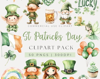 Watercolor St Patricks Day Clipart, Cute Leprechaun Clipart, Saint Patricks Day, Shamrock Clipart, Pot of Gold, Lucky Clipart, Irish Clipart