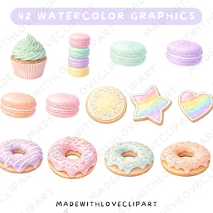 Clipart di dolciumi ad acquerello, Paese delle Caramelle Arcobaleno, Dessert (PNG, Uso Commerciale) immagine 3