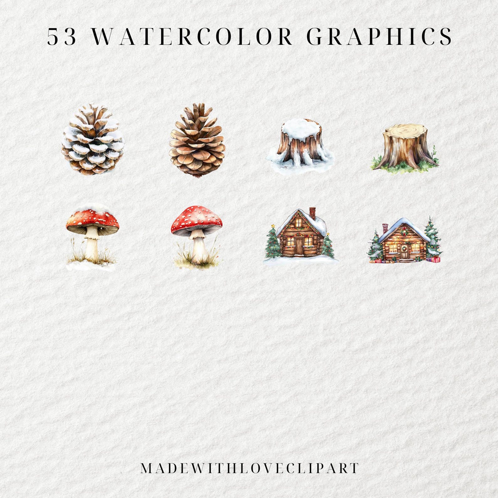 Watercolor Woodland Christmas Clipart, Christmas Animals Clipart, Cute ...