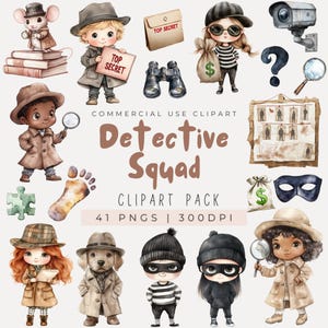 Clipe de detetive fofo, Clipe de espiãozinho, Agente secreto, Detetive misterioso, Ladrão de banco, Clipe de festa de aniversário, Clipe de ladrões, Animais