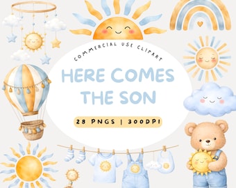 Acuarela Aquí viene el hijo Clipart, Feliz sol, Verano: 28 PNG transparentes
