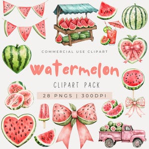 Clipart di anguria ad acquerello, Clipart di un pezzo di melone, Clipart di fiocco di anguria, Clipart di baby shower, Festa dell'anguria, Clipart di frutta, PNG