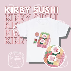 Kirby Sushi roll Lunchbox Unisex Heavy Cotton T-Shirt, Cute Kirby Shirt, Kirby Shirt Gift, Kirby Gifts, Gifts for girlfriend, Kirby Gift