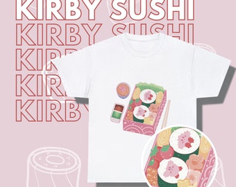 Kirby Sushi roll Lunchbox T-shirt in cotone pesante unisex, carina camicia Kirby, regalo camicia Kirby, regali Kirby, regali per la fidanzata, regalo Kirby