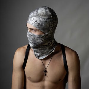 Ski mask, Balaclava Snake leather patterned Handmade Special Design Unique Face Snow Mask, Custom Mask, Motorcycle mask, Night club mask