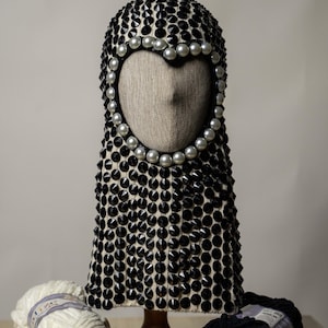 Handmade balaclava mask ,black stone bead embellishment, designed mask, motorcycle mask, custom mask, Christmas Gift Idea