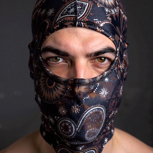 Ski mask, Balaclava Ethnic Pattern Handmade Special Design Unique Face Snow Mask, Custom Mask, Motorcycle mask, Night club mask
