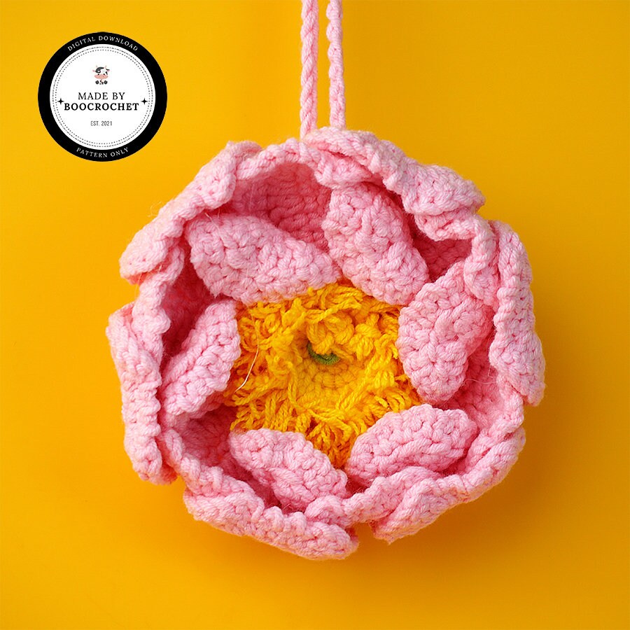 Peony Flower Car Hanging Crochet Pattern Car Accessories Crochet Car