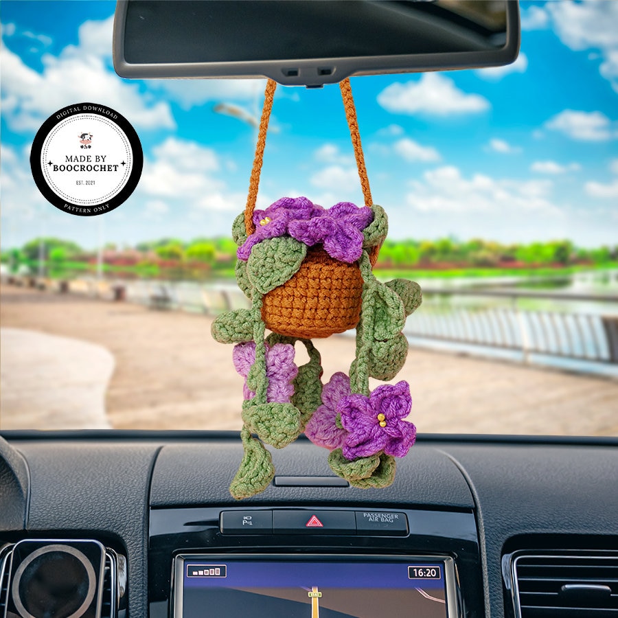 Lilac Basket Car Hanging Crochet Pattern Car Accessories Crochet Car ...