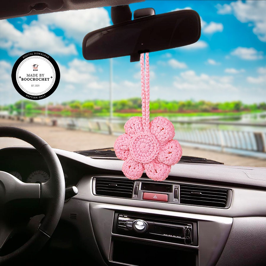 Sakura Flower Basket Car Hanging Crochet Pattern Car Accessories